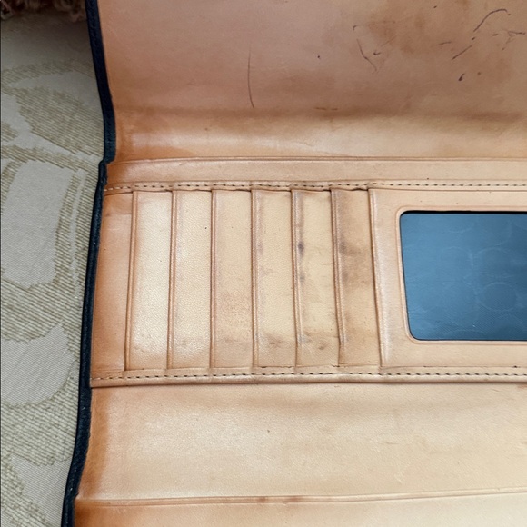 Vintage Coach Mia Black Leather Credit Card Triifold Long Wallet Zip Buckle - Picture 5 of 16